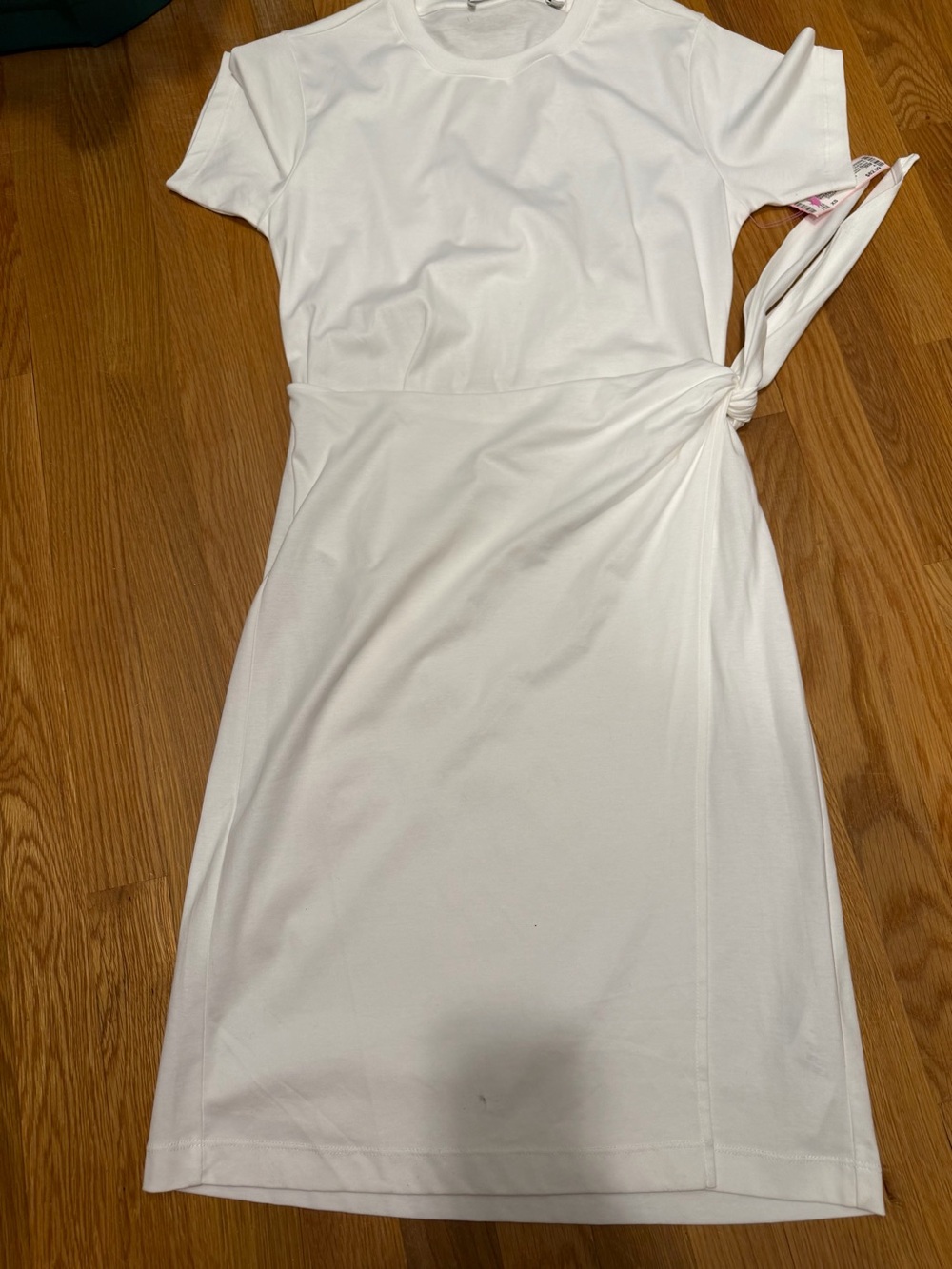Vince White Tie-Accent Tshirt Dress XS